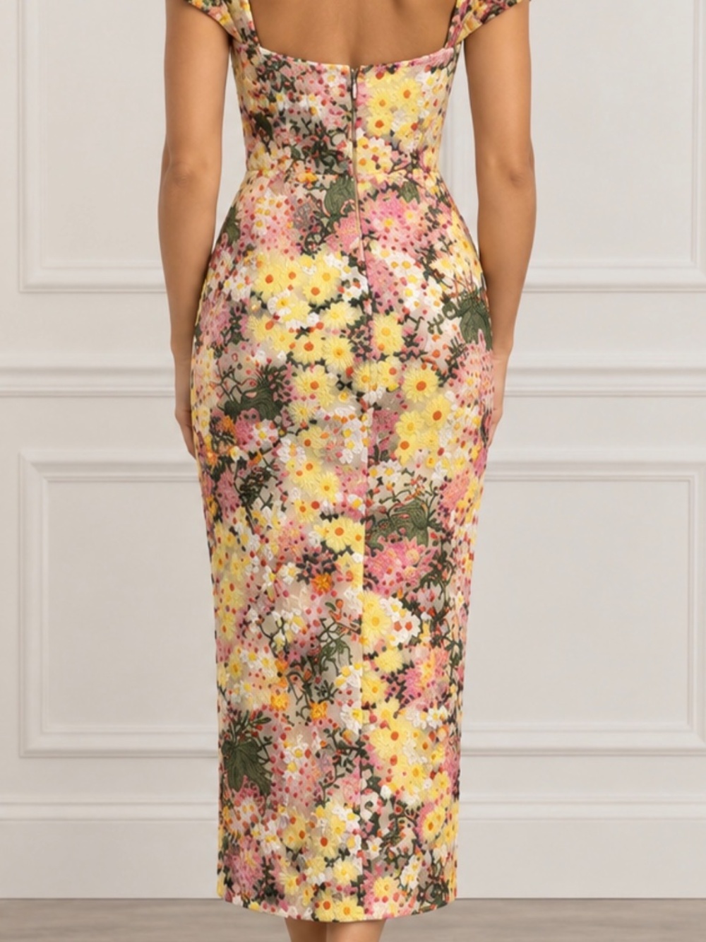 New With Tags Dress the Population Floral Midi Dress Size Small - Picture 2 of 5